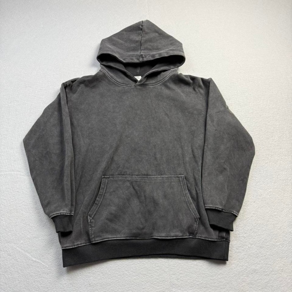 Vintage Black Faded Hoodie Blank Streetwear Distressed Pullover